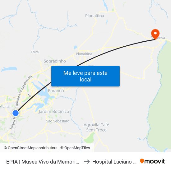 Epia Sul | Museu Vivo Da Memória Candanga to Hospital Luciano Chaves map