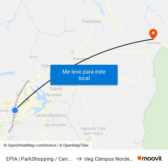 Epia Sul | Parkshopping / Carrefour / Rod. Interestadual / Assaí to Ueg Câmpus Nordeste - Sede: Formosa map