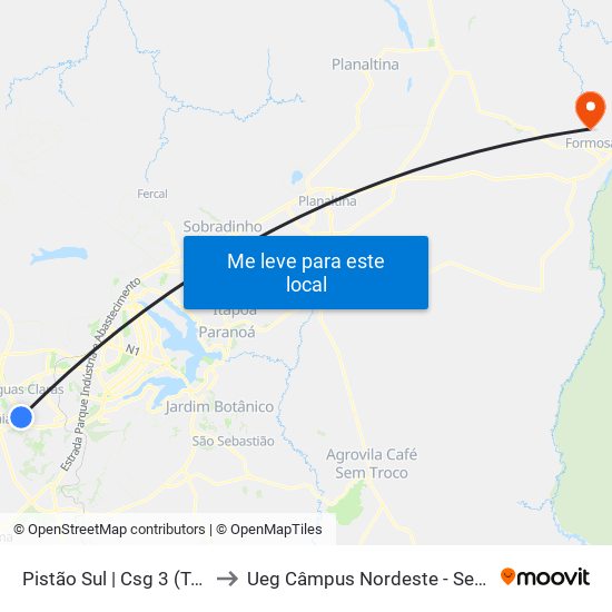 Pistão Sul | Csg 3 (Tagua Life) to Ueg Câmpus Nordeste - Sede: Formosa map