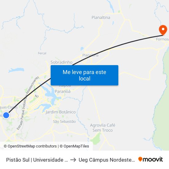 Pistão Sul | Universidade Católica / Estácio to Ueg Câmpus Nordeste - Sede: Formosa map