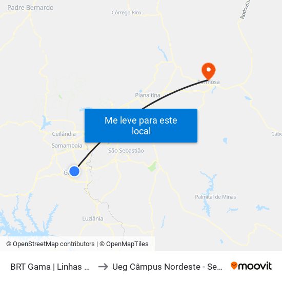 BRT Gama | Linhas Circulares to Ueg Câmpus Nordeste - Sede: Formosa map