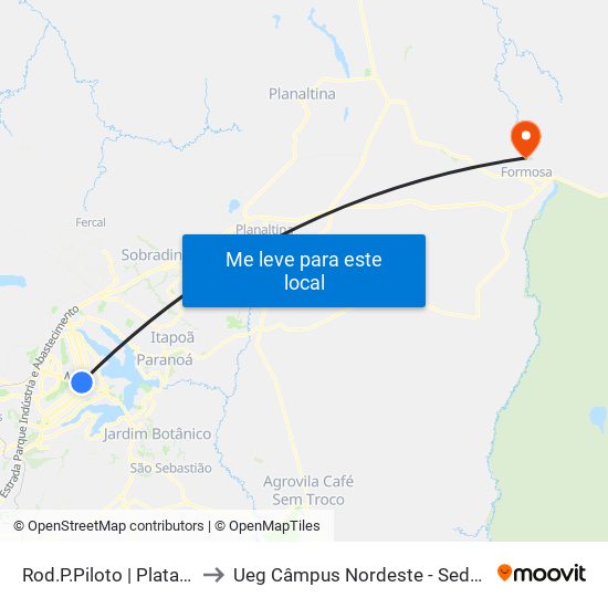 Rod.P.Piloto | Plataforma E to Ueg Câmpus Nordeste - Sede: Formosa map