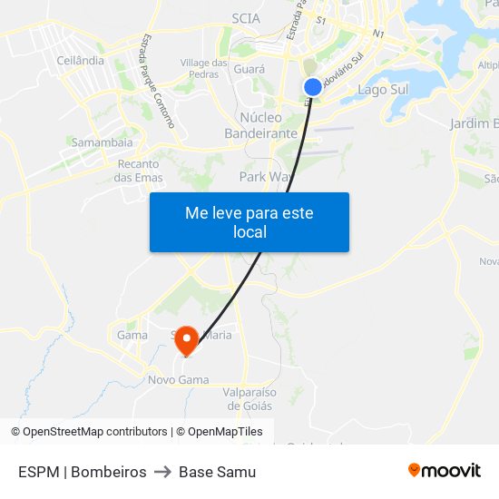 ESPM | Bombeiros to Base Samu map