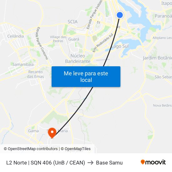 L2 Norte | Sqn 406 (Unb / Odonto Hub) to Base Samu map