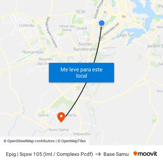 Epig | Sqsw 105 (Iml / Complexo Pcdf) to Base Samu map