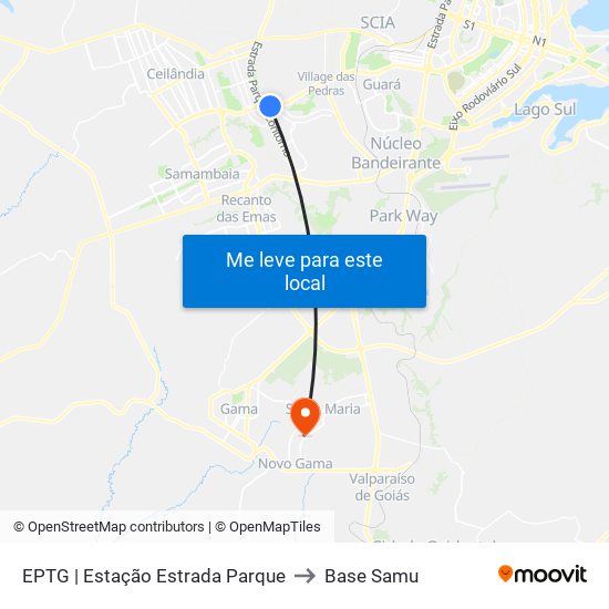 Eptg | Estação Estrada Parque to Base Samu map