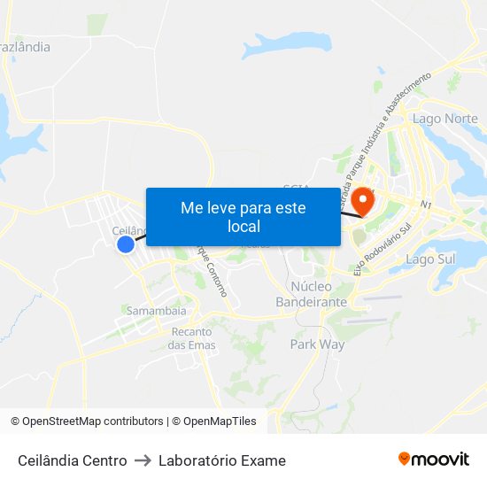Ceilândia Centro to Laboratório Exame map