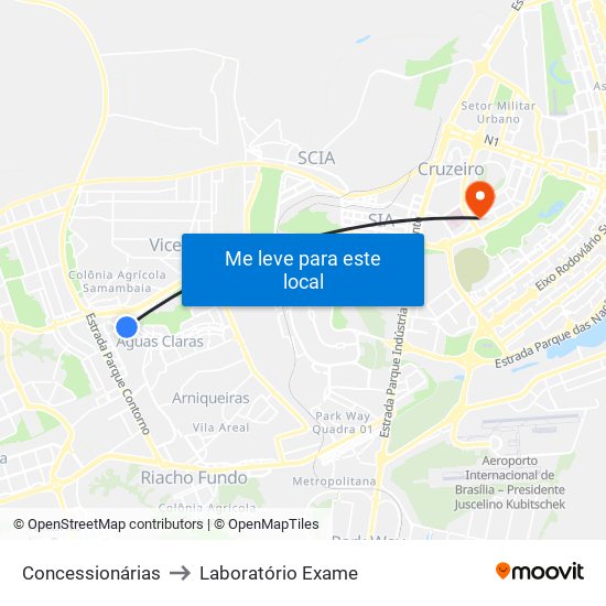 Concessionárias to Laboratório Exame map