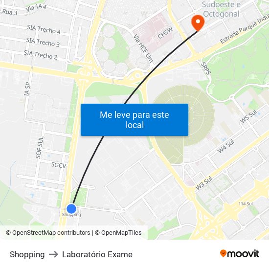 Shopping to Laboratório Exame map