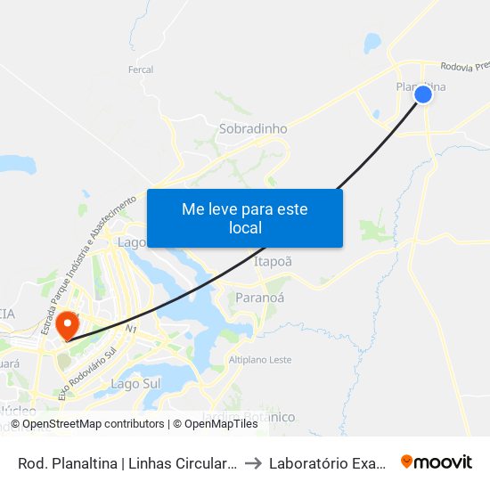 Rod. Planaltina | Linhas Circulares to Laboratório Exame map