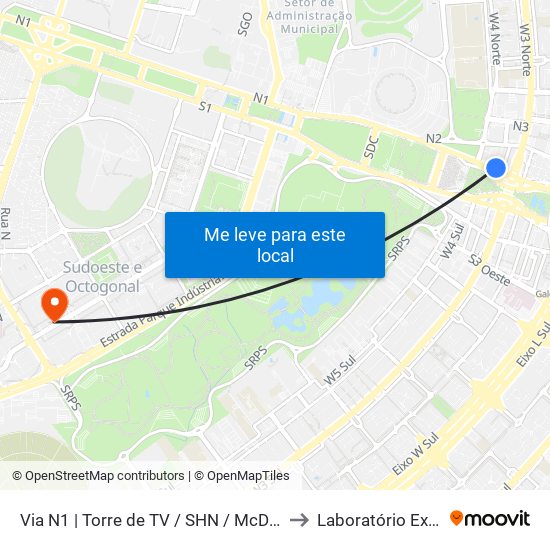 Via N1 | Torre De Tv / Shn / Mcdonald's to Laboratório Exame map