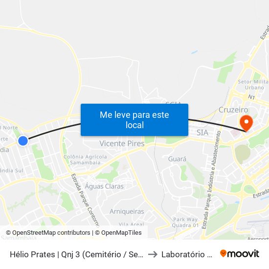 Hélio Prates | Qnj 3 (Cemitério / Setor H Norte) to Laboratório Exame map