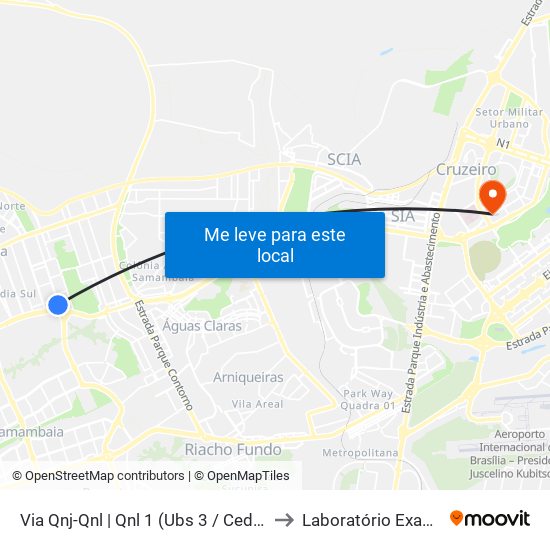 Via Qnj-Qnl | Qnl 1 (Ubs 3 / Ced 6) to Laboratório Exame map