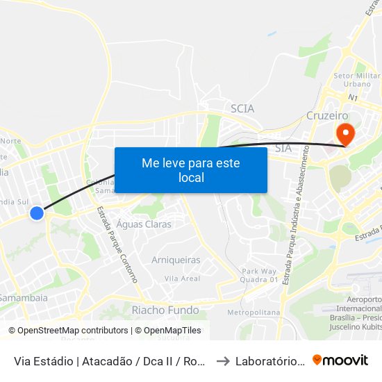 Via Estádio | Atacadão / Dca II / Rodoviária / Estádio to Laboratório Exame map