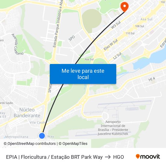 EPIA | Floricultura / Estação BRT Park Way to HGO map