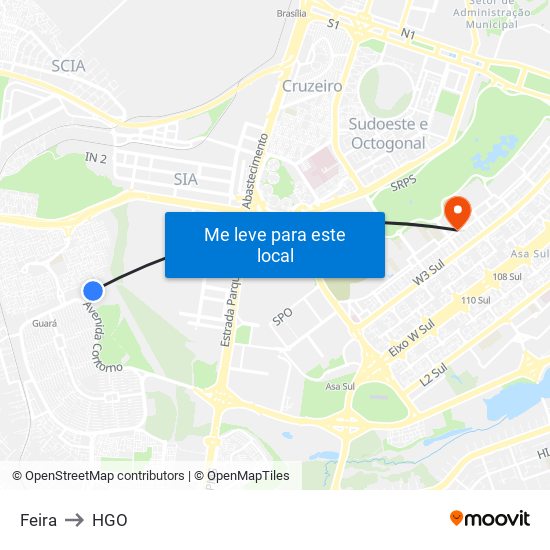 Feira to HGO map