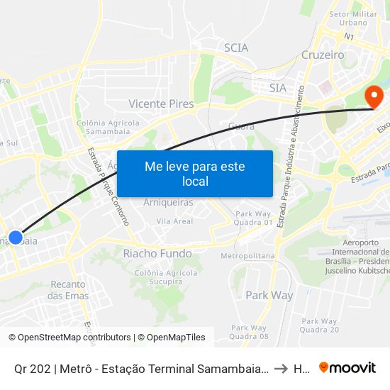 Qr 202 | Metrô - Estação Terminal Samambaia (Lado Oposto) to HGO map