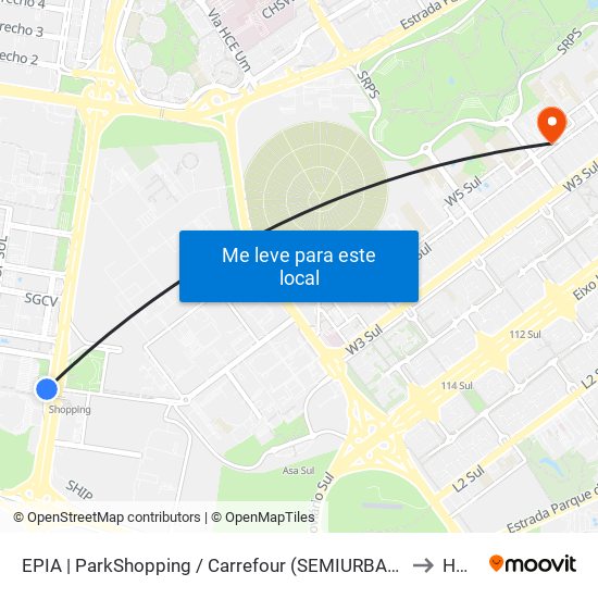 Epia Sul | Parkshopping (Linhas Do Entorno) to HGO map