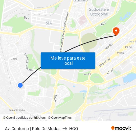 Av. Contorno | Pólo De Modas to HGO map
