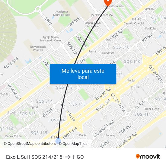 Eixo L Sul | Sqs 214/215 to HGO map