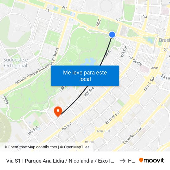 Via S1 | Parque Ana Lídia / Nicolandia / Eixo Ibero-Americano to HGO map