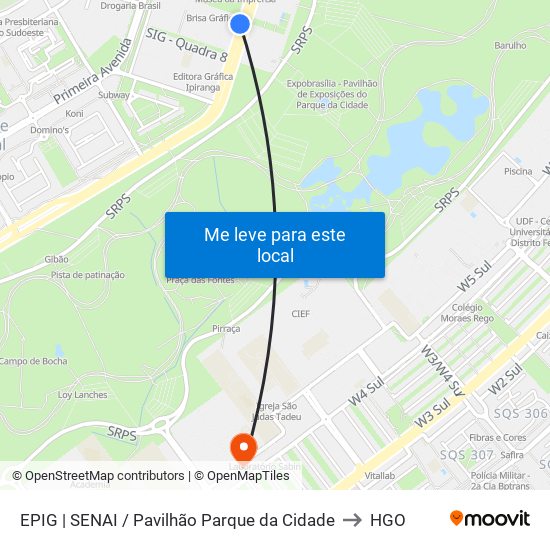 Epig | Senai / Pavilhão Parque Da Cidade to HGO map