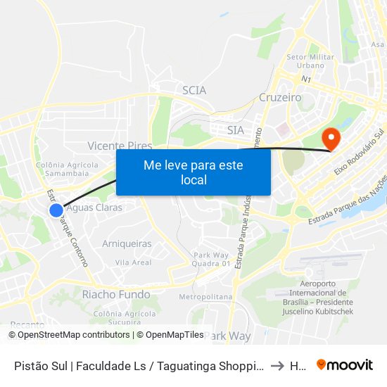 Pistão Sul | Faculdade Ls / Taguatinga Shopping / Cobasi to HGO map
