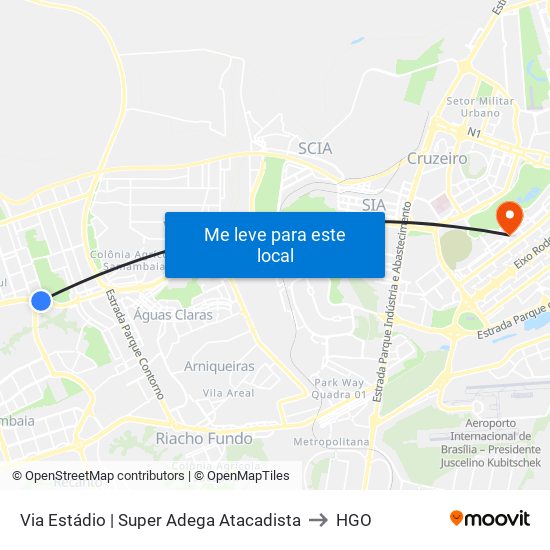 Via Estádio | Qnl 2 (Super Adega) to HGO map