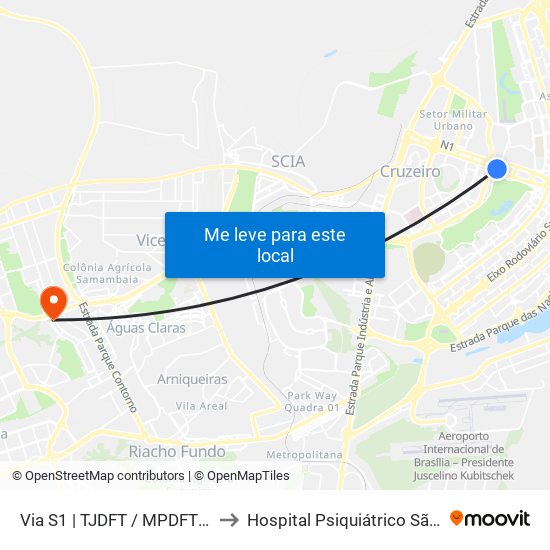 Via S1 | TJDFT / MPDFT / Palácio do Buriti to Hospital Psiquiátrico São Vicente De Paula map