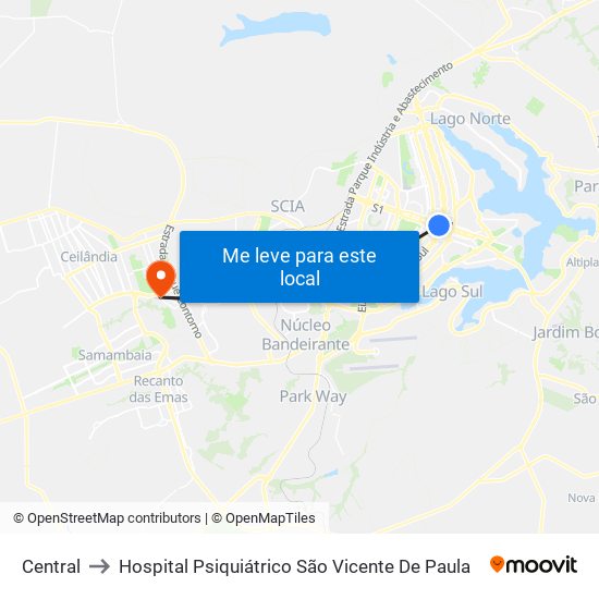 Central to Hospital Psiquiátrico São Vicente De Paula map