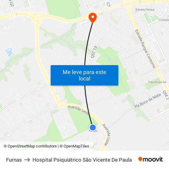 Furnas to Hospital Psiquiátrico São Vicente De Paula map