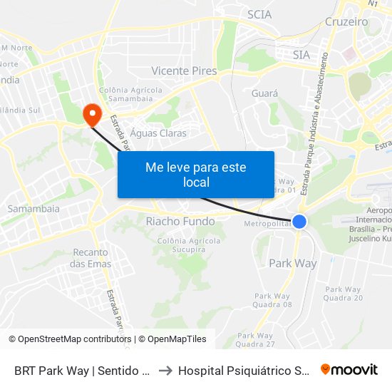 Estação Brt Park Way to Hospital Psiquiátrico São Vicente De Paula map