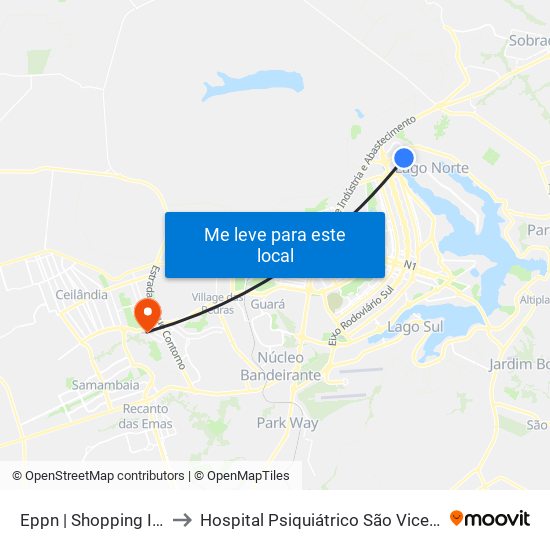 Eppn | Shopping Iguatemi to Hospital Psiquiátrico São Vicente De Paula map