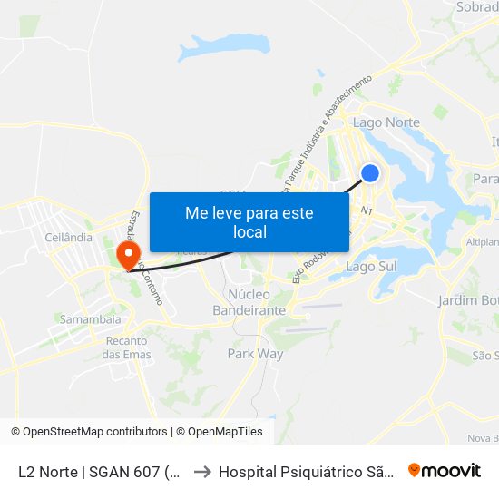 L2 Norte | Sgan 607 (Brasília Medical Center / Cean) to Hospital Psiquiátrico São Vicente De Paula map