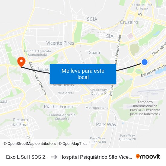 Eixo L Sul | Sqs 214/215 to Hospital Psiquiátrico São Vicente De Paula map