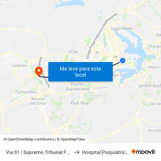 Via S1 | Supremo Tribunal Federal / Praça Dos Três Poderes to Hospital Psiquiátrico São Vicente De Paula map