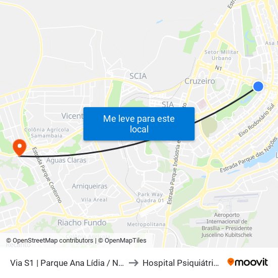 Via S1 | Parque Ana Lídia / Nicolandia / Eixo Ibero-Americano to Hospital Psiquiátrico São Vicente De Paula map