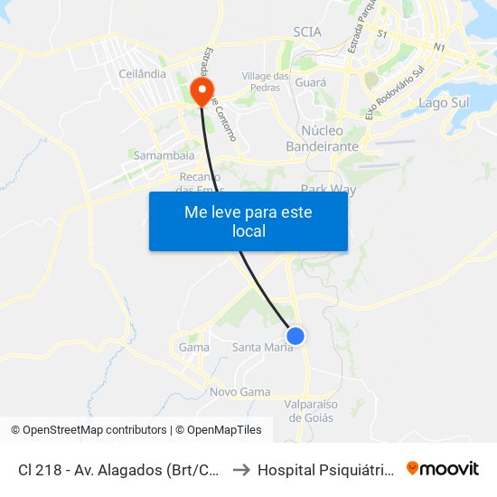 Cl 218 - Av. Alagados (Brt/Colégio Santa Maria/N.S.Aparecida) to Hospital Psiquiátrico São Vicente De Paula map