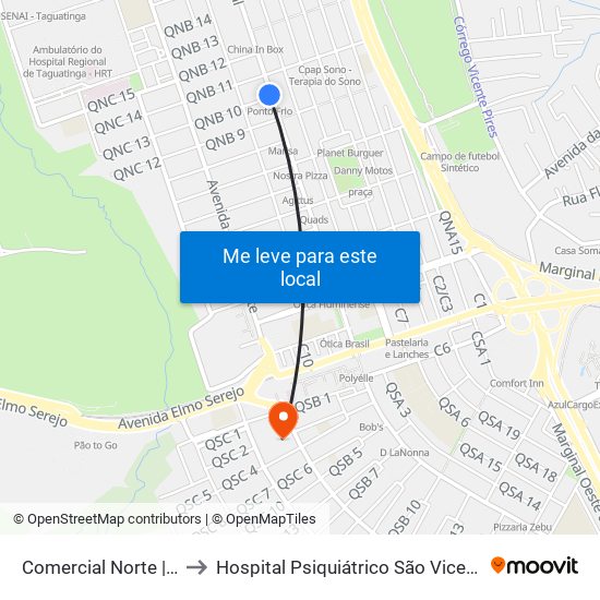 Comercial Norte | Cnb 10 to Hospital Psiquiátrico São Vicente De Paula map