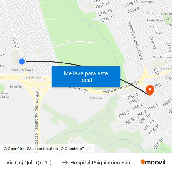 Via Qnj-Qnl | Qnl 1 (Ubs 3 / Ced 6) to Hospital Psiquiátrico São Vicente De Paula map