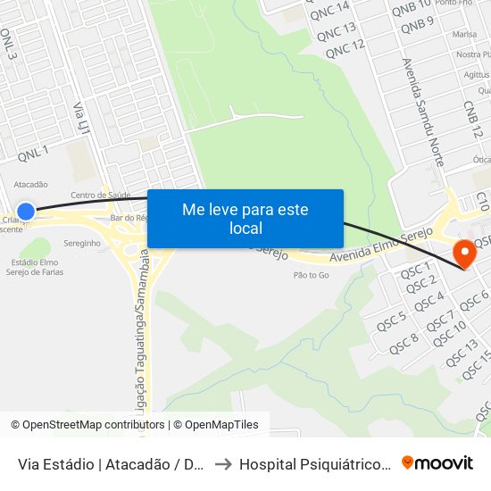 Via Estádio | Atacadão / Dca II / Rodoviária / Estádio to Hospital Psiquiátrico São Vicente De Paula map