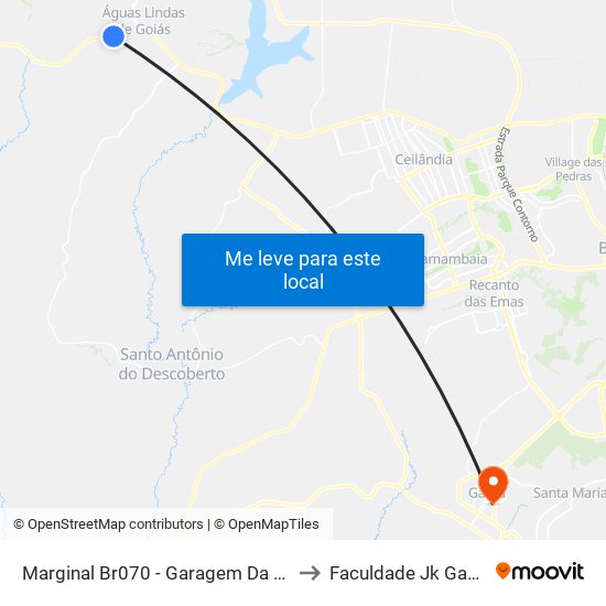 Marginal Br070 - Garagem Da Utb to Faculdade Jk Gama map