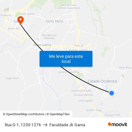 Rua G-1, 1230-1276 to Faculdade Jk Gama map