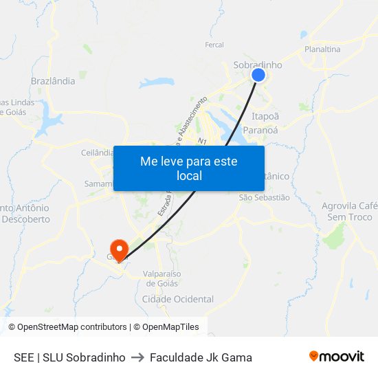 See | Slu Sobradinho to Faculdade Jk Gama map