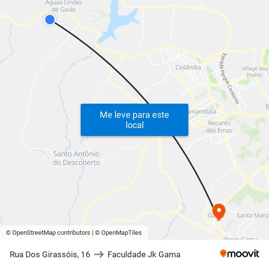 Rua Dos Girassóis, 16 to Faculdade Jk Gama map