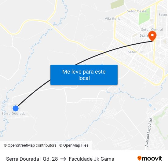 Serra Dourada | Qd. 28 to Faculdade Jk Gama map