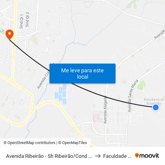 Avenida Ribeirão - Sh Ribeirão/Cond Porto Rico Fase 1 Q J to Faculdade Jk Gama map
