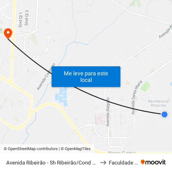 Avenida Ribeirão - Sh Ribeirão/Cond Porto Rico Fase 1 Q 19 D to Faculdade Jk Gama map