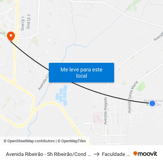 Avenida Ribeirão - Sh Ribeirão/Cond Porto Rico Fase 1 Q H to Faculdade Jk Gama map