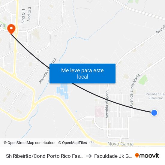 Sh Ribeirão/Cond Porto Rico Fase 2 Q K to Faculdade Jk Gama map